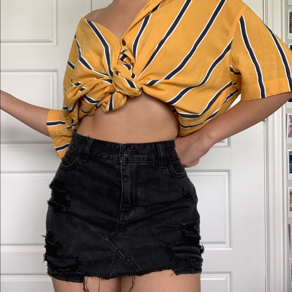 Black denim skirt
